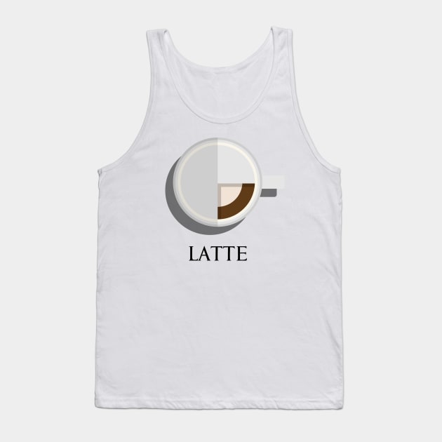 Hot latte coffee cup top view in flat design style Tank Top by FOGSJ